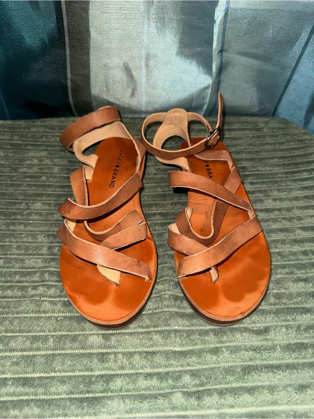 Lucky Brand Women's Tan Strappy Leather Sandals